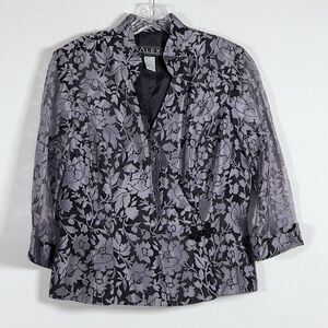 Alex Evenings Formal Jacket Wrap Topper Size XL Purple Chiffon Sheer Sleeve